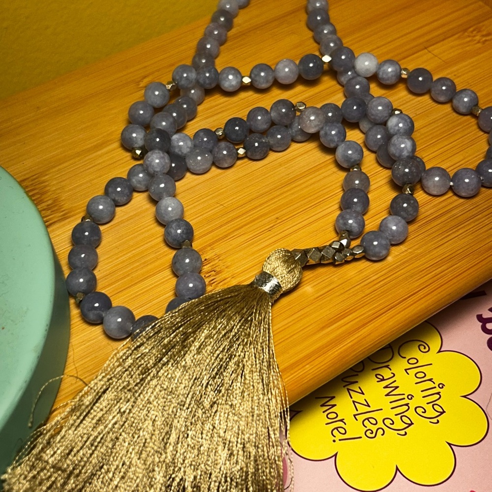 Artisan Handmade And Knotted Mala Blue Lace Agate